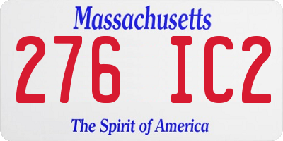 MA license plate 276IC2