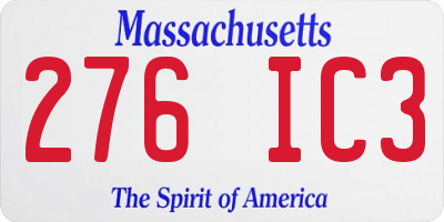 MA license plate 276IC3