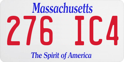 MA license plate 276IC4