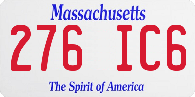 MA license plate 276IC6