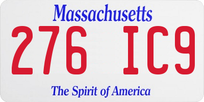 MA license plate 276IC9