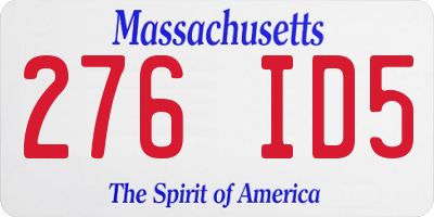 MA license plate 276ID5
