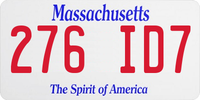 MA license plate 276ID7