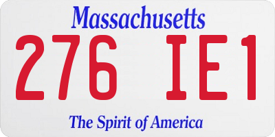 MA license plate 276IE1