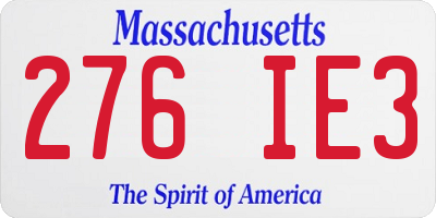 MA license plate 276IE3