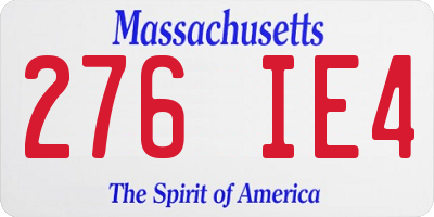 MA license plate 276IE4