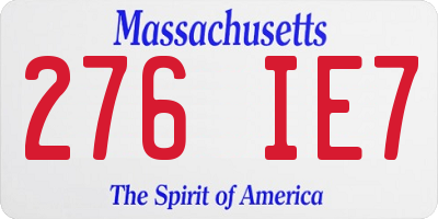 MA license plate 276IE7