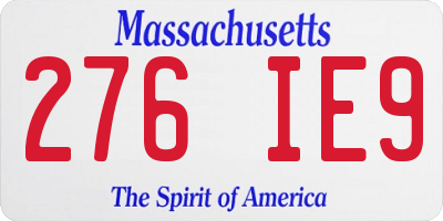MA license plate 276IE9