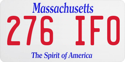 MA license plate 276IF0