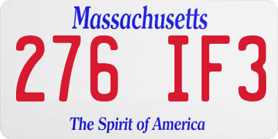 MA license plate 276IF3