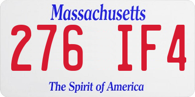 MA license plate 276IF4