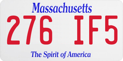 MA license plate 276IF5
