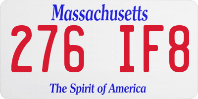 MA license plate 276IF8