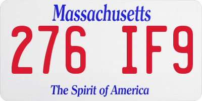 MA license plate 276IF9