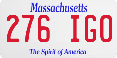 MA license plate 276IG0