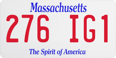 MA license plate 276IG1