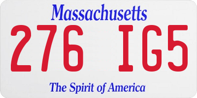 MA license plate 276IG5