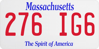 MA license plate 276IG6