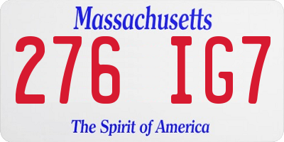 MA license plate 276IG7