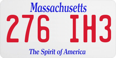 MA license plate 276IH3