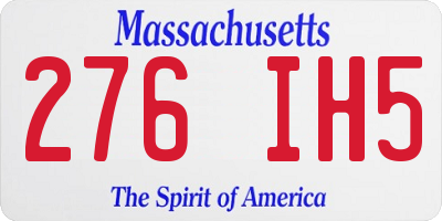 MA license plate 276IH5