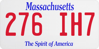 MA license plate 276IH7