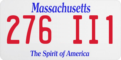 MA license plate 276II1