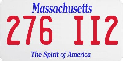 MA license plate 276II2