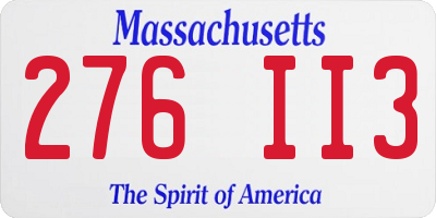 MA license plate 276II3
