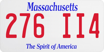 MA license plate 276II4