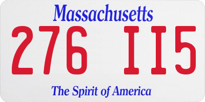 MA license plate 276II5