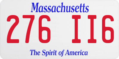 MA license plate 276II6