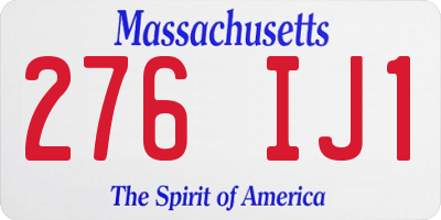 MA license plate 276IJ1