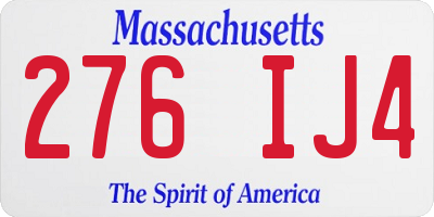 MA license plate 276IJ4