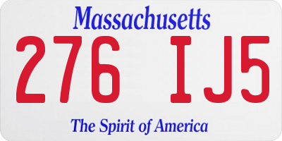 MA license plate 276IJ5