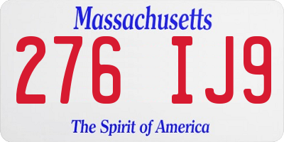 MA license plate 276IJ9