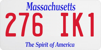 MA license plate 276IK1