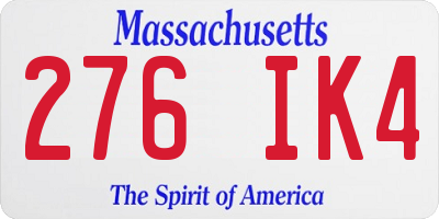 MA license plate 276IK4
