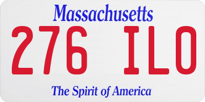 MA license plate 276IL0