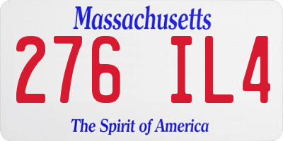 MA license plate 276IL4
