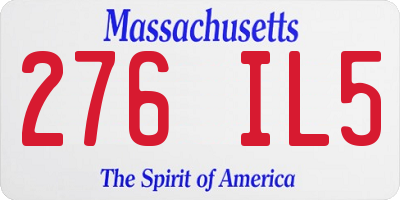 MA license plate 276IL5