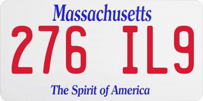 MA license plate 276IL9