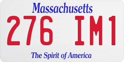 MA license plate 276IM1