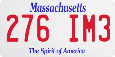 MA license plate 276IM3