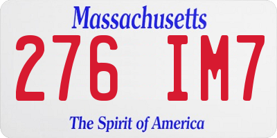 MA license plate 276IM7