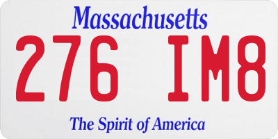 MA license plate 276IM8