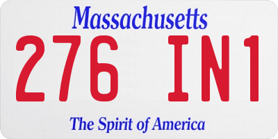 MA license plate 276IN1