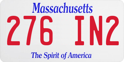 MA license plate 276IN2