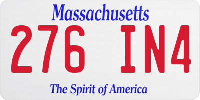MA license plate 276IN4