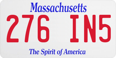 MA license plate 276IN5